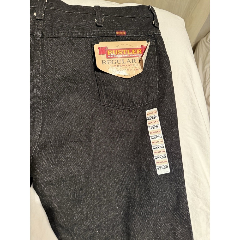 Men's Vintage Rustler 42 X 30 80S 90S Black Nwt Dead Stock Mint Made In Usa